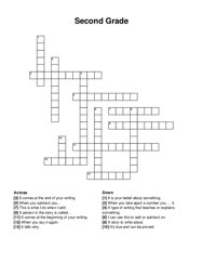 Second Grade crossword puzzle