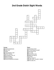 2nd Grade Dolch Sight Words crossword puzzle