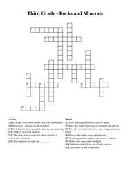 Third Grade - Rocks and Minerals crossword puzzle