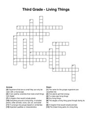 Third Grade - Living Things crossword puzzle