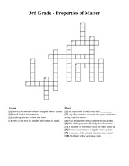 3rd Grade - Properties of Matter crossword puzzle
