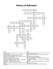 History of Halloween crossword puzzle