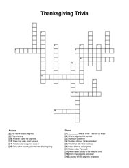 Thanksgiving Trivia crossword puzzle