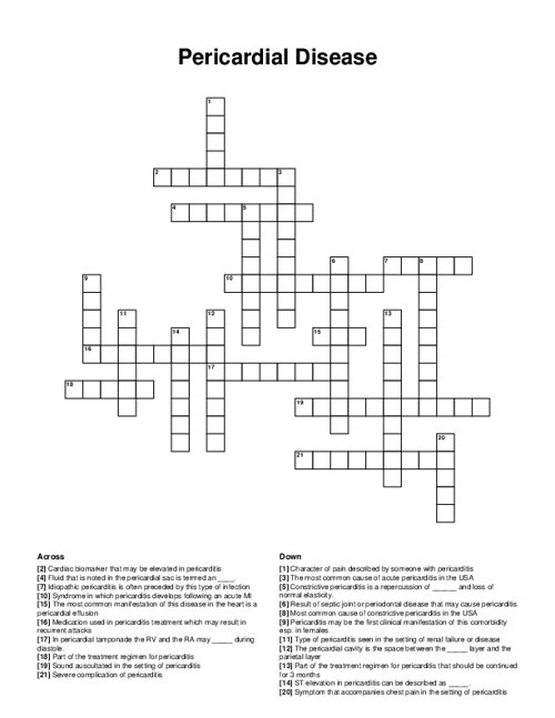 Pericardial Disease Crossword Puzzle