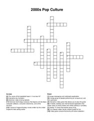 2000s Pop Culture crossword puzzle