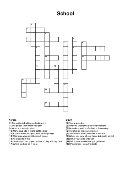 School Crossword Puzzle