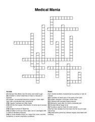 Medical Mania crossword puzzle