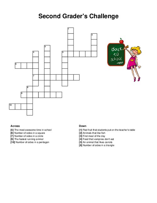 Second Graders Challenge Crossword Puzzle