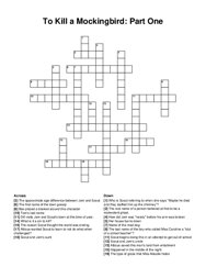 To Kill a Mockingbird: Part One crossword puzzle