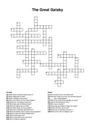 The Great Gatsby crossword puzzle