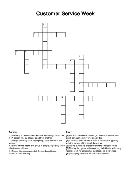 Customer Service Week Crossword