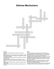 Defense Mechanisms crossword puzzle