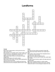 Landforms crossword puzzle