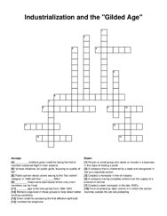 Industrialization and the Gilded Age crossword puzzle
