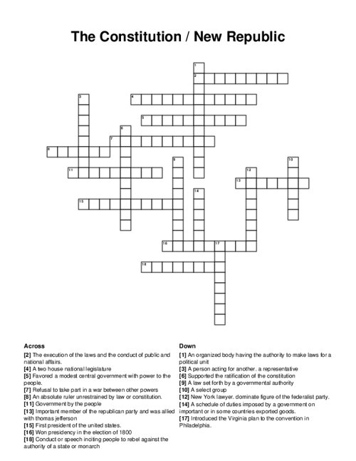 The Constitution / New Republic Crossword Puzzle