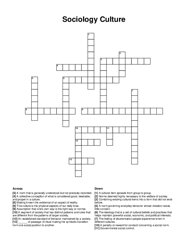 Sociology Culture crossword puzzle