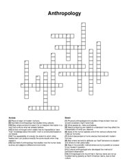 Anthropology crossword puzzle