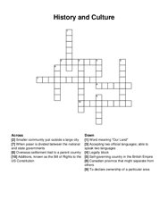 History and Culture crossword puzzle