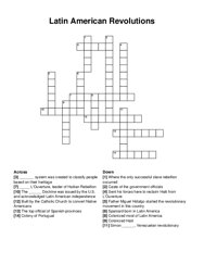 Latin American Revolutions crossword puzzle
