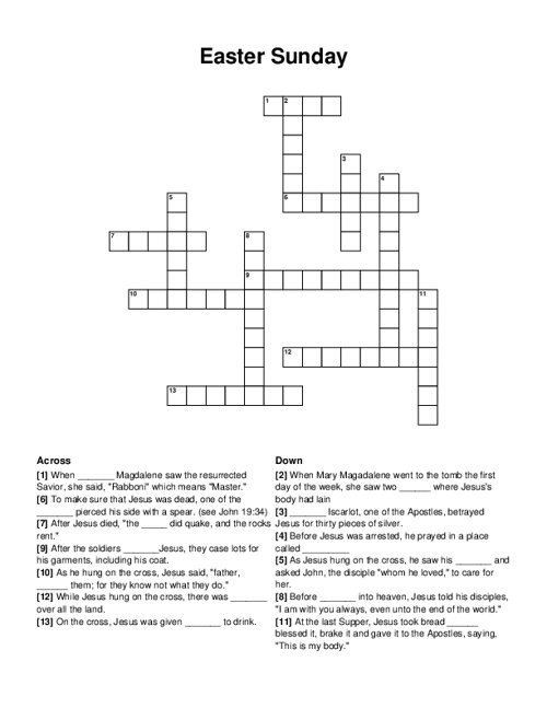 Easter Sunday Crossword Puzzle