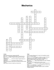 Mechanics crossword puzzle