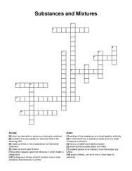 Substances and Mixtures crossword puzzle
