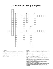 Tradition of Liberty & Rights crossword puzzle