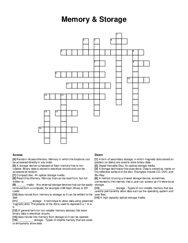 Memory & Storage crossword puzzle