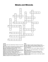Metals and Minerals crossword puzzle