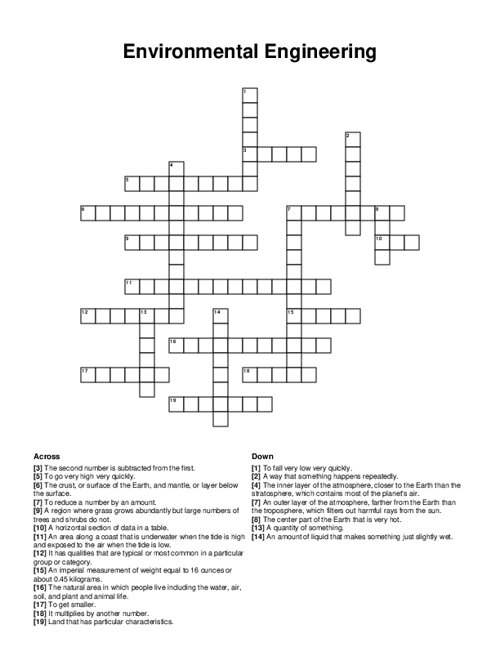 Environmental Engineering Crossword Puzzle