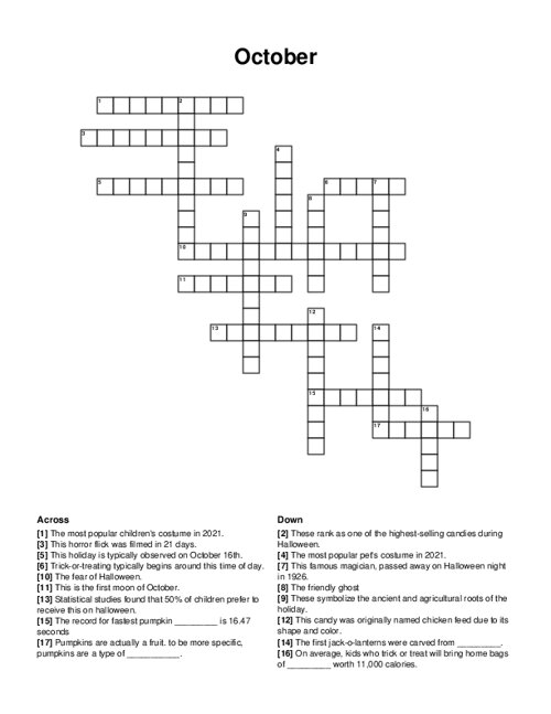 October Crossword Puzzle