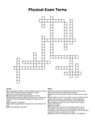 Physical Exam Terms crossword puzzle
