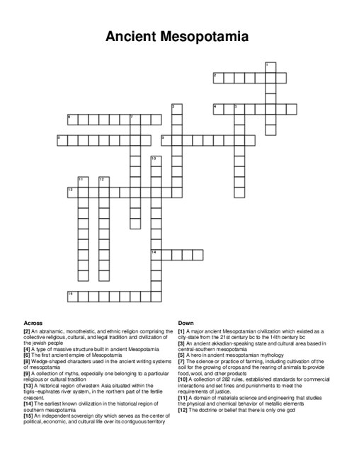 Ancient Mesopotamia Crossword