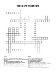 Taxes and Paychecks crossword puzzle