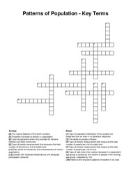 Patterns of Population - Key Terms crossword puzzle