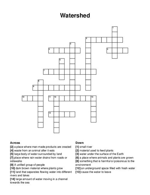 Watershed Crossword Puzzle