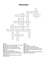 Watershed crossword puzzle