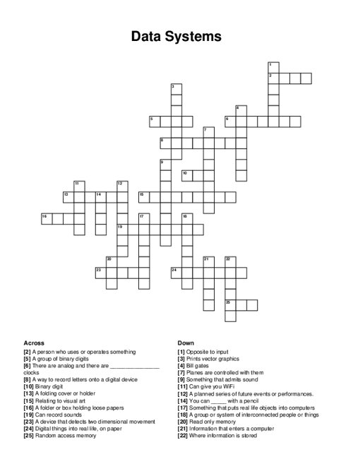 Data Systems Crossword Puzzle