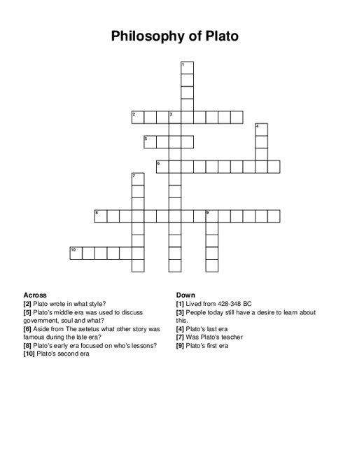 Philosophy of Plato Crossword Puzzle
