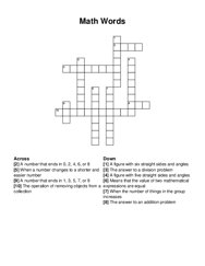 Math Words crossword puzzle