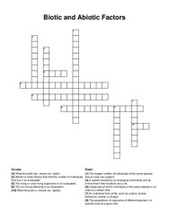 Biotic and Abiotic Factors crossword puzzle