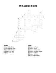 The Zodiac Signs crossword puzzle