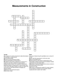 Measurements in Construction crossword puzzle