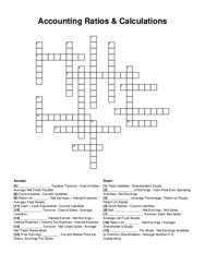 Accounting Ratios & Calculations crossword puzzle