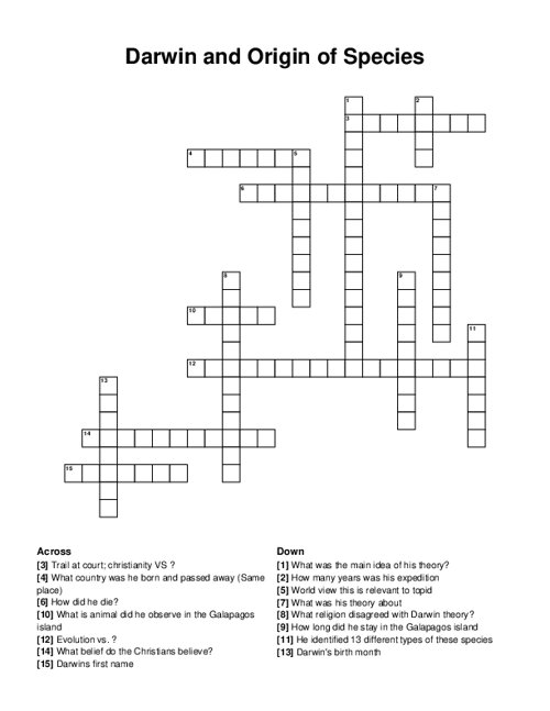 darwin-and-origin-of-species-crossword-puzzle