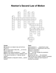 Newtons Second Law of Motion crossword puzzle