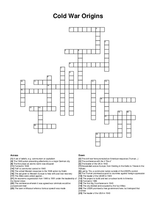 Cold War Origins Crossword Puzzle