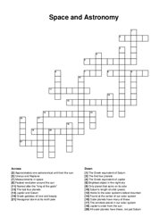 Space and Astronomy crossword puzzle