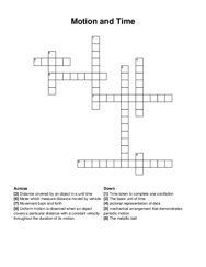 Motion and Time crossword puzzle