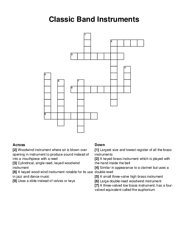 Classic Band Instruments crossword puzzle